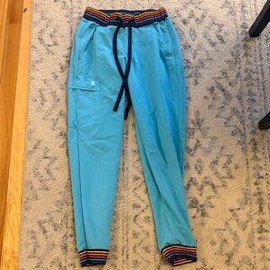 Blue Jogger scrub Pants with Striped Trim